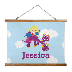 Girl Flying on a Dragon Wall Hanging Tapestry - Wide (Personalized)