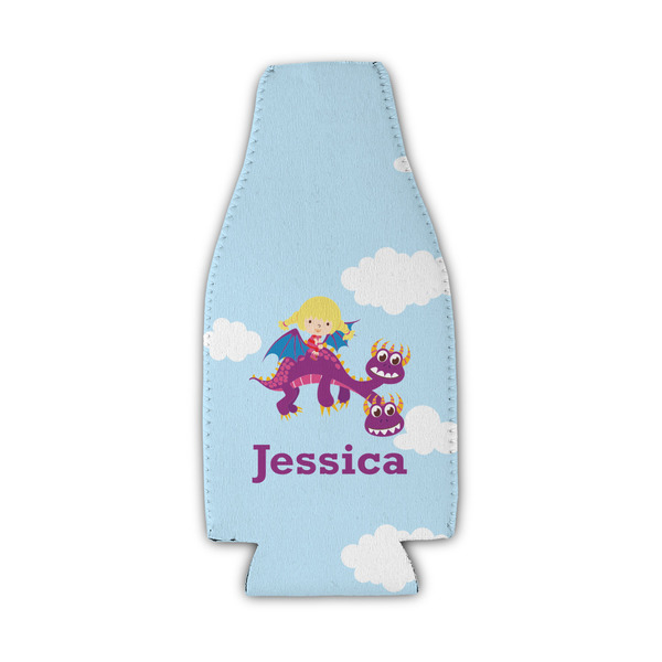 Custom Girl Flying on a Dragon Zipper Bottle Cooler (Personalized)