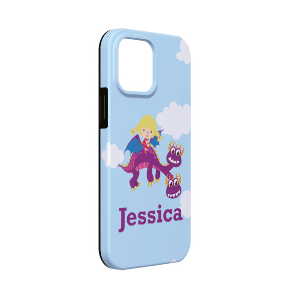 Custom Girl Flying on a Dragon iPhone Case - Rubber Lined - iPhone 13 Mini (Personalized)