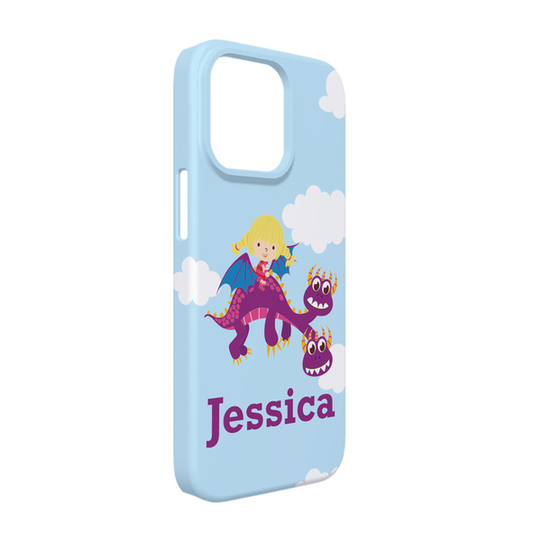 Custom Girl Flying on a Dragon iPhone Case - Plastic - iPhone 13 Pro (Personalized)