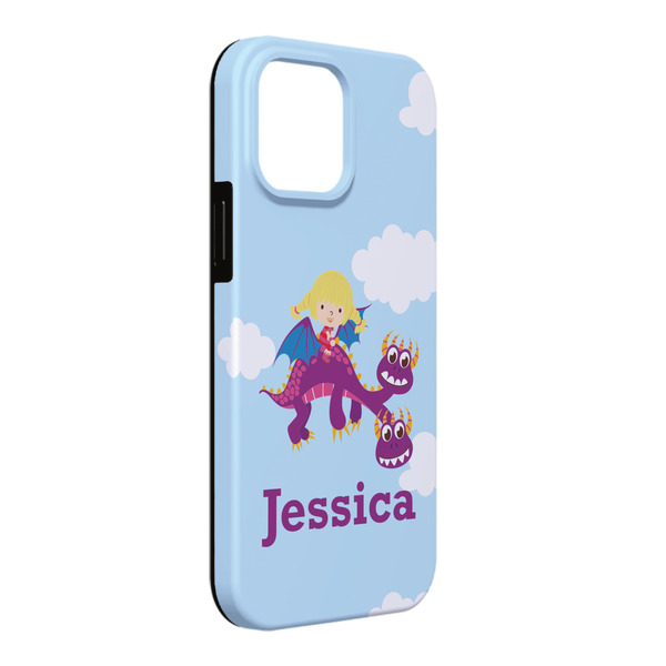 Custom Girl Flying on a Dragon iPhone Case - Rubber Lined - iPhone 13 Pro Max (Personalized)