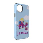 Girl Flying on a Dragon iPhone Case - Rubber Lined - iPhone 14 Pro (Personalized)