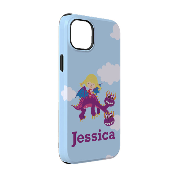 Custom Girl Flying on a Dragon iPhone Case - Rubber Lined - iPhone 14 Pro (Personalized)