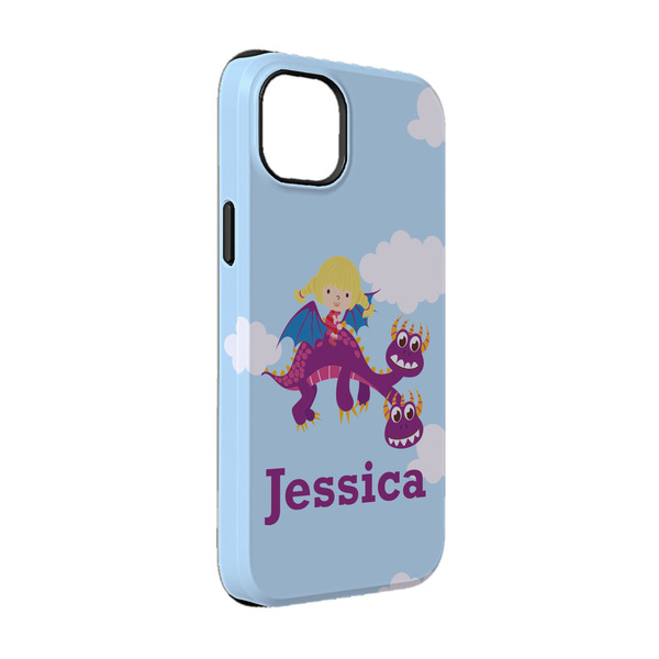 Custom Girl Flying on a Dragon iPhone Case - Rubber Lined - iPhone 14 (Personalized)