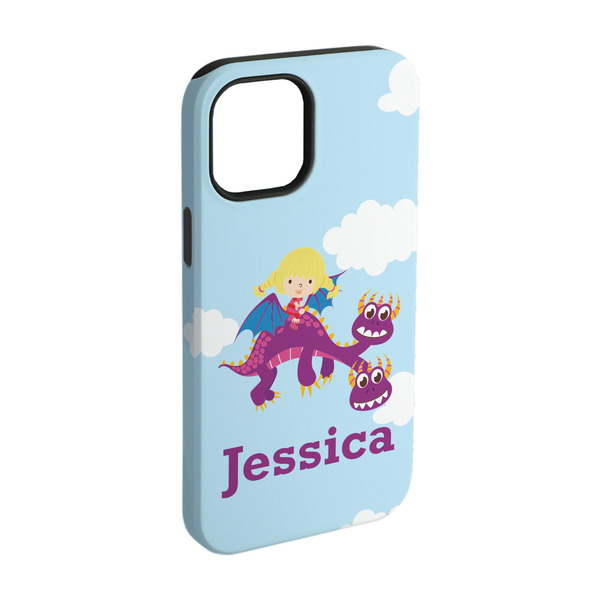 Custom Girl Flying on a Dragon iPhone Case - Rubber Lined - iPhone 15 Pro (Personalized)