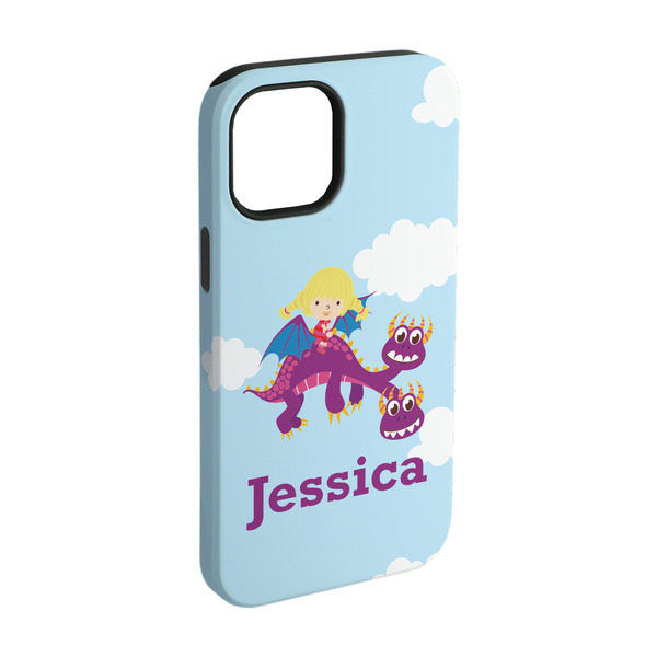 Custom Girl Flying on a Dragon iPhone Case - Rubber Lined - iPhone 15 (Personalized)