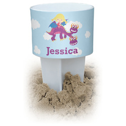 Girl Flying on a Dragon White Beach Spiker Drink Holder (Personalized)