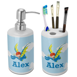 Flying a Dragon Ceramic Bathroom Accessories Set (Personalized)