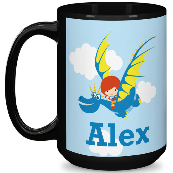 Custom Flying a Dragon 15 Oz Coffee Mug - Black (Personalized)