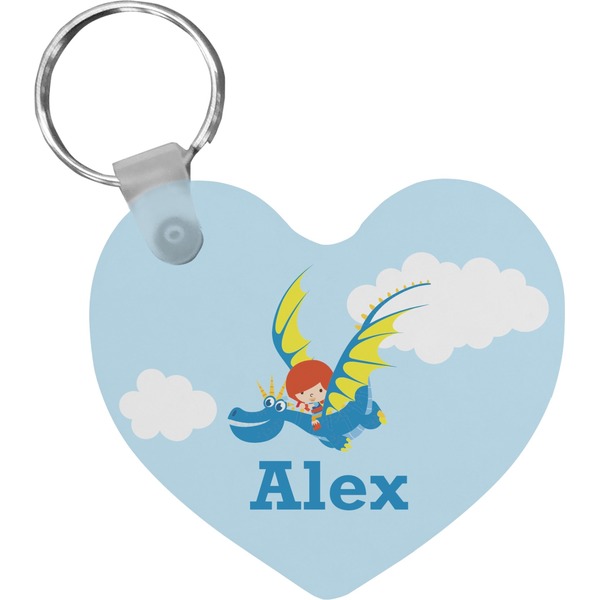 Custom Flying a Dragon Heart Plastic Keychain w/ Name or Text