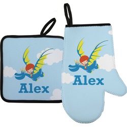 Flying a Dragon Oven Mitt & Pot Holder Set w/ Name or Text