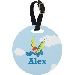 Flying a Dragon Plastic Luggage Tag - Round (Personalized)