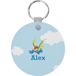 Flying a Dragon Round Plastic Keychain (Personalized)