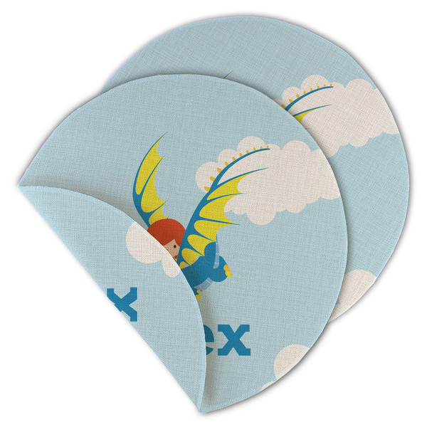 Custom Flying a Dragon Round Linen Placemat - Double Sided (Personalized)