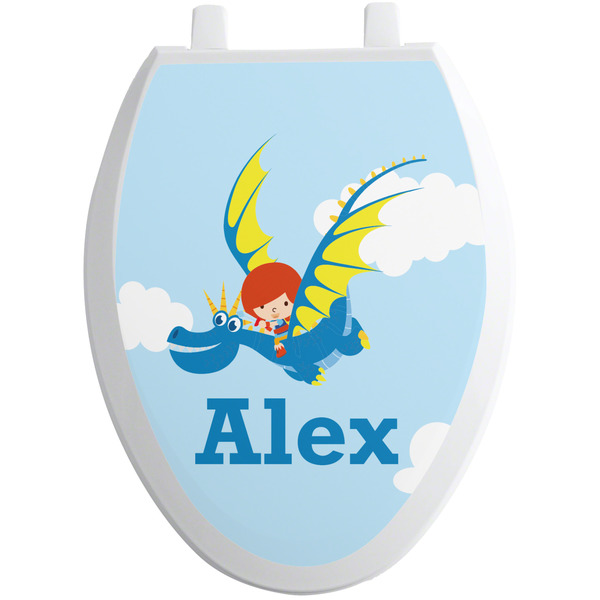 Custom Flying a Dragon Toilet Seat Decal - Elongated (Personalized)