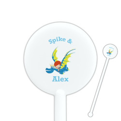 Flying a Dragon 5.5" Round Plastic Stir Sticks - White - Double Sided (Personalized)