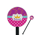 Sparkle & Dots 5.5" Round Plastic Stir Sticks - Black - Double Sided (Personalized)