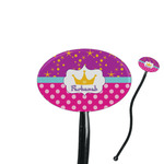 Sparkle & Dots 7" Oval Plastic Stir Sticks - Black - Double Sided (Personalized)