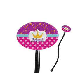 Sparkle & Dots 7" Oval Plastic Stir Sticks - Black - Single Sided (Personalized)