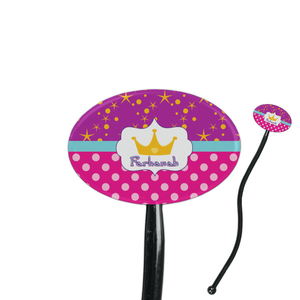 Custom Sparkle & Dots 7" Oval Plastic Stir Sticks - Black - Double Sided (Personalized)