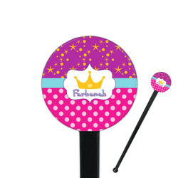 Sparkle & Dots 7" Round Plastic Stir Sticks - Black - Single Sided (Personalized)