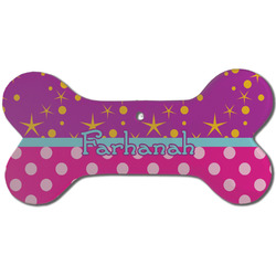 Sparkle & Dots Ceramic Dog Ornament - Front w/ Name or Text