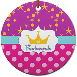 Sparkle & Dots Round Ceramic Ornament w/ Name or Text