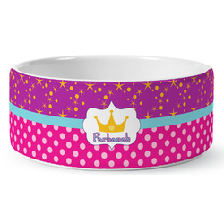 Sparkle & Dots Ceramic Dog Bowl - Large (Personalized)