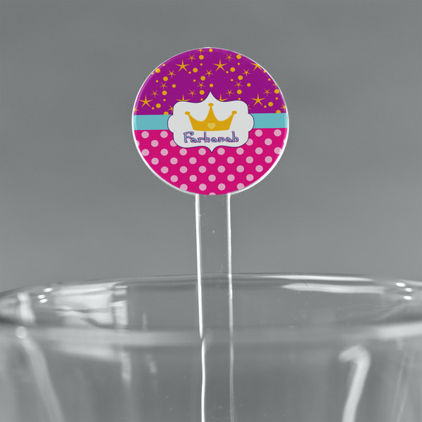 Custom Sparkle & Dots 7" Round Plastic Stir Sticks - Clear (Personalized)