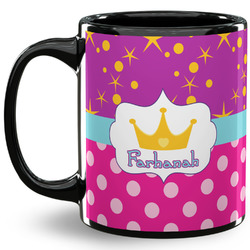 Sparkle & Dots 11 Oz Coffee Mug - Black (Personalized)