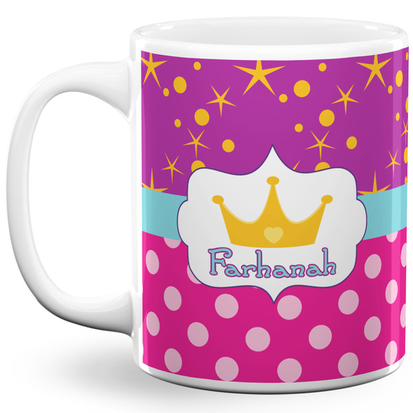 Custom Sparkle & Dots 11 Oz Coffee Mug - White (Personalized)