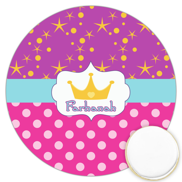 Custom Sparkle & Dots Printed Cookie Topper - 3.25" (Personalized)