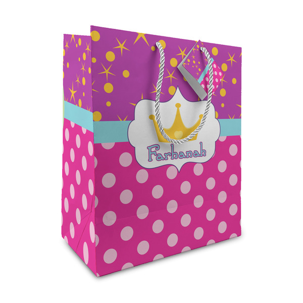 Custom Sparkle & Dots Medium Gift Bag (Personalized)