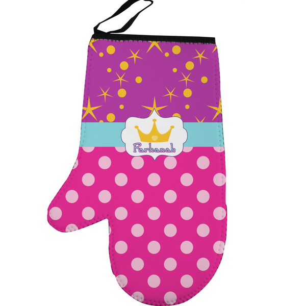 Custom Sparkle & Dots Left Oven Mitt (Personalized)