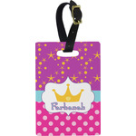 Sparkle & Dots Plastic Luggage Tag - Rectangular w/ Name or Text