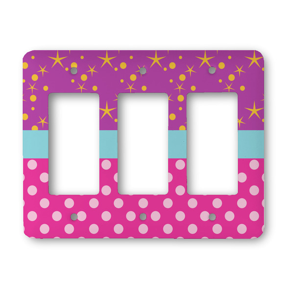 Custom Sparkle & Dots Rocker Style Light Switch Cover - Three Switch