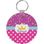 Sparkle & Dots Round Plastic Keychain (Personalized)