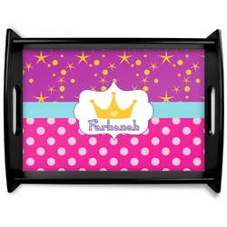 Sparkle & Dots Black Wooden Tray - Large (Personalized)