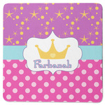 Sparkle & Dots Square Rubber Backed Coaster (Personalized)