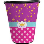 Sparkle & Dots Waste Basket - Single Sided (Black) (Personalized)