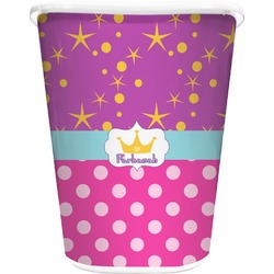 Sparkle & Dots Waste Basket - Double Sided (White) (Personalized)