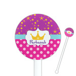 Sparkle & Dots 5.5" Round Plastic Stir Sticks - White - Single Sided (Personalized)