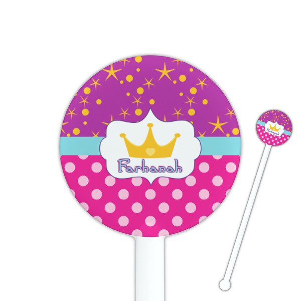 Custom Sparkle & Dots 5.5" Round Plastic Stir Sticks - White - Double Sided (Personalized)