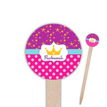 Sparkle & Dots 6" Round Wooden Food Picks - Double Sided (Personalized)