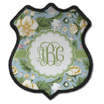 Vintage Floral Iron On Shield Patch C w/ Monogram