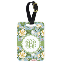 Vintage Floral Metal Luggage Tag w/ Monogram