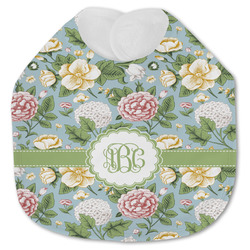 Vintage Floral Jersey Knit Baby Bib w/ Monogram