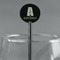 Vintage Floral Black Plastic 5.5" Stir Stick - Round - Main