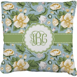 Vintage Floral Faux-Linen Throw Pillow 18" (Personalized)