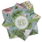 Vintage Floral Cloth Cocktail Napkins - Set of 4 w/ Monogram